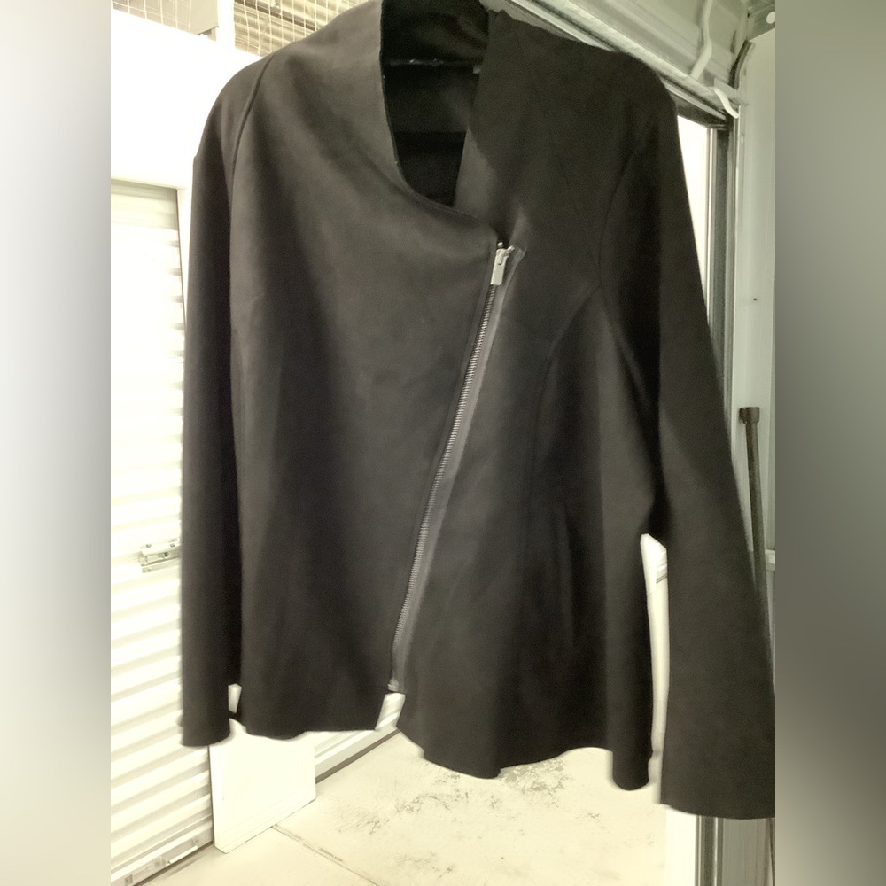 Tahari Black Asymmetrical Zip Jacket 3X Moto Style Plus Size Outerwear